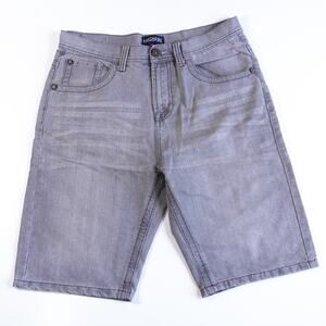 Ring of Fire Cotton Denim Jean Straight Shorts Baggy Wide Leg Pants Size 32 Gray